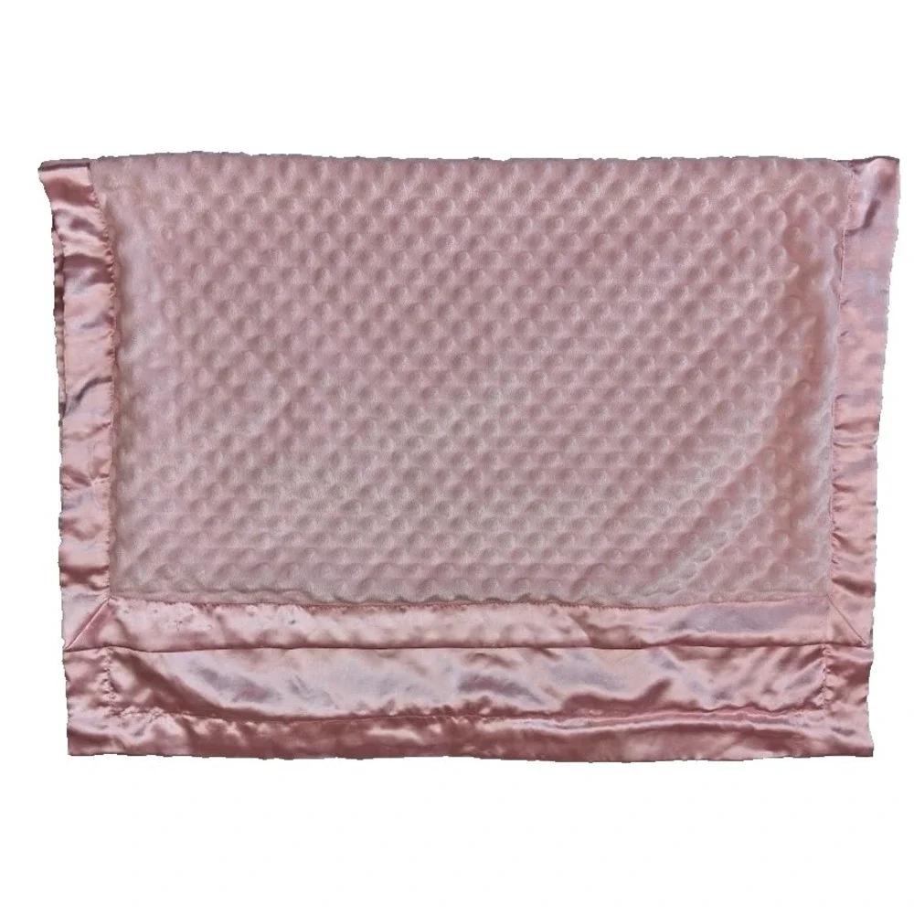 Carter's Solid Pink Minky Dot Baby Girl Blanket Lovey Satin Trim Backside 30x40